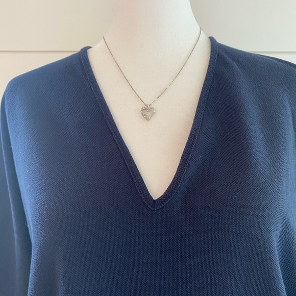 Oak + Fort navy VNeck cotton jersey oversized coastal nautical lounge midi dress - Picture 3 of 8